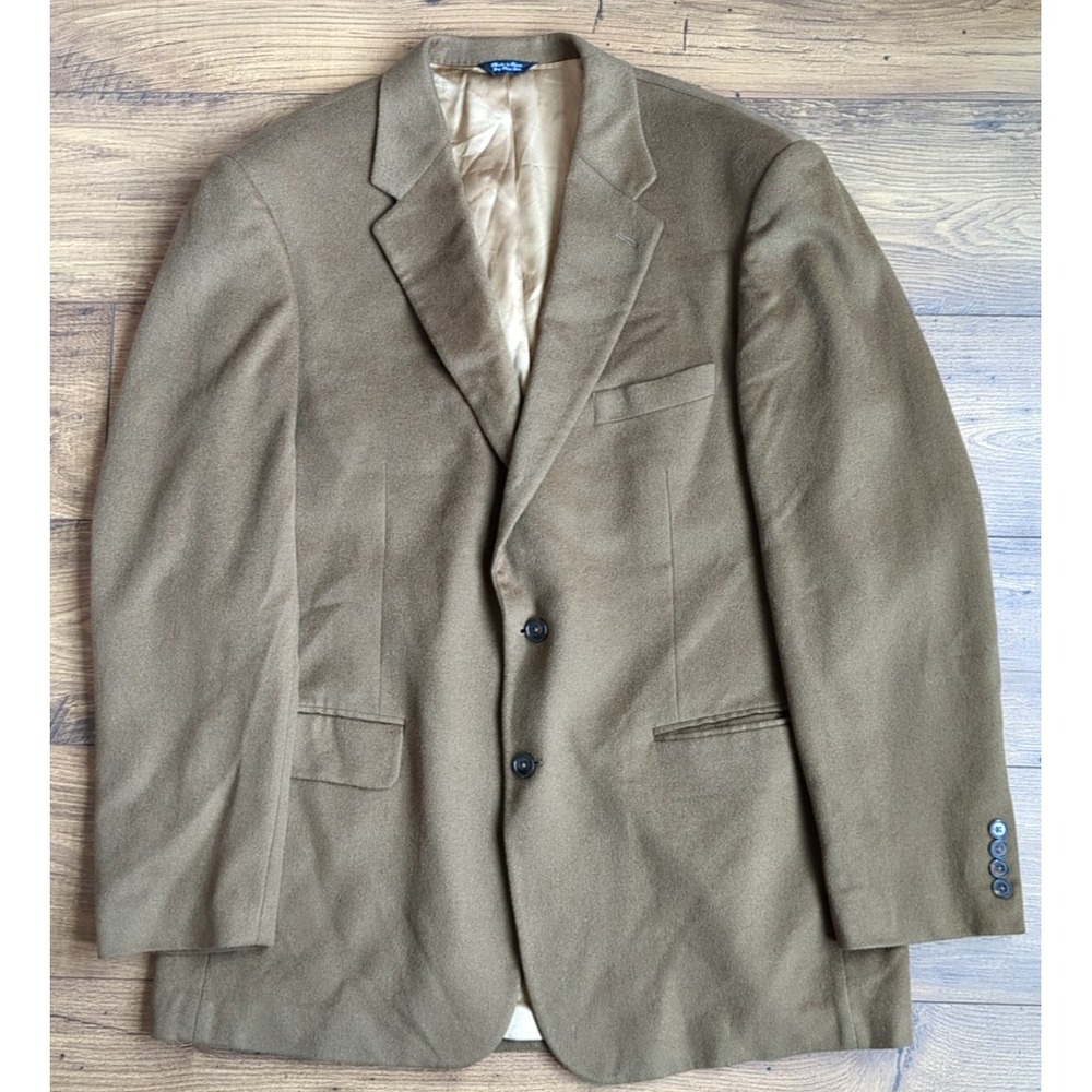 Haspel Blazer Sport Coat‎ Jacket Mens Brown 100% Cashmere Two Button Lined 44L
